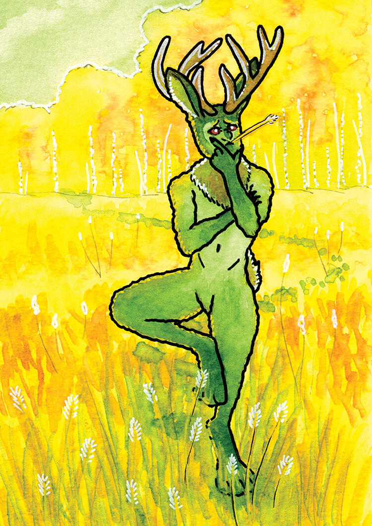 "Immolate", Personal Work, 2024, Watercolour & POSCA Marker