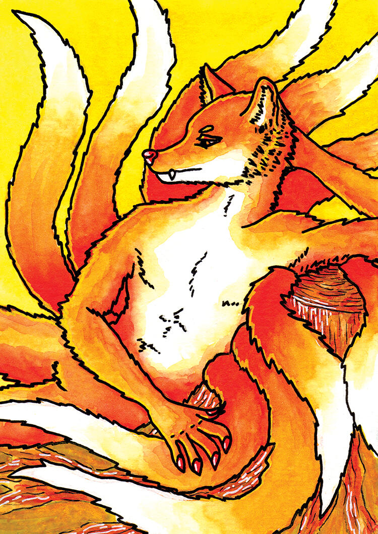 "Ashes", Personal Work, 2024, Watercolour & POSCA Marker