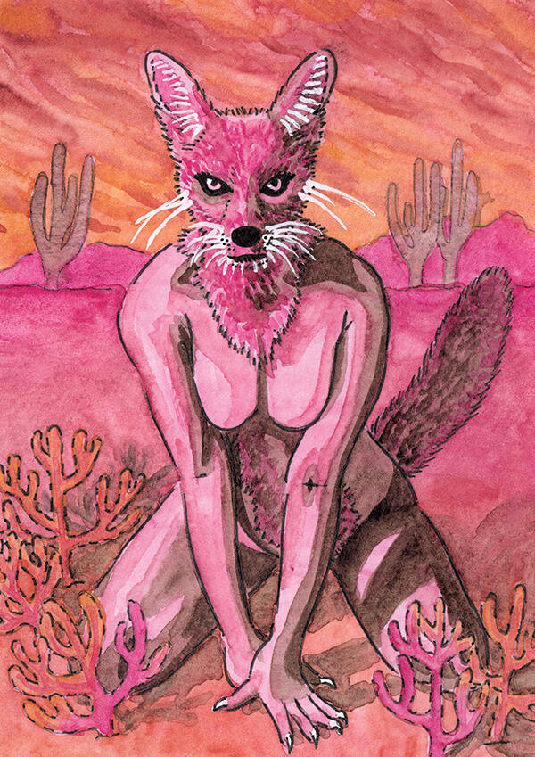 “Canine”, Personal Work, 2022, Watercolour, Fineliner & Gel Pen