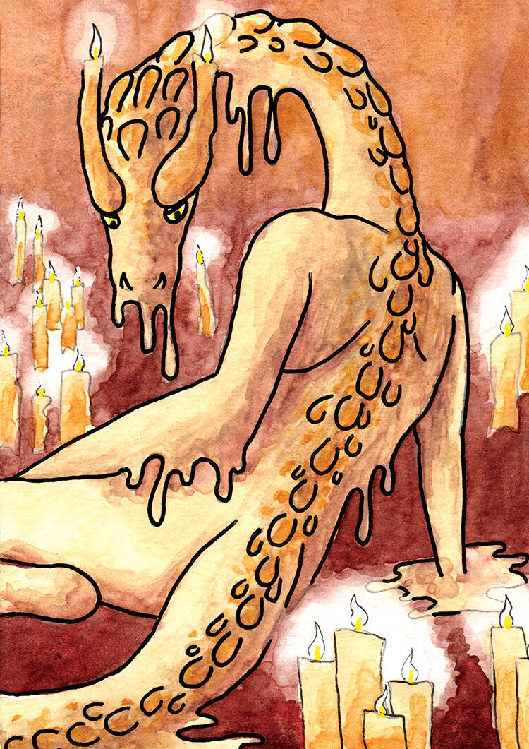 "Candle Wax", Personal Work, 2024, Watercolour & POSCA Marker