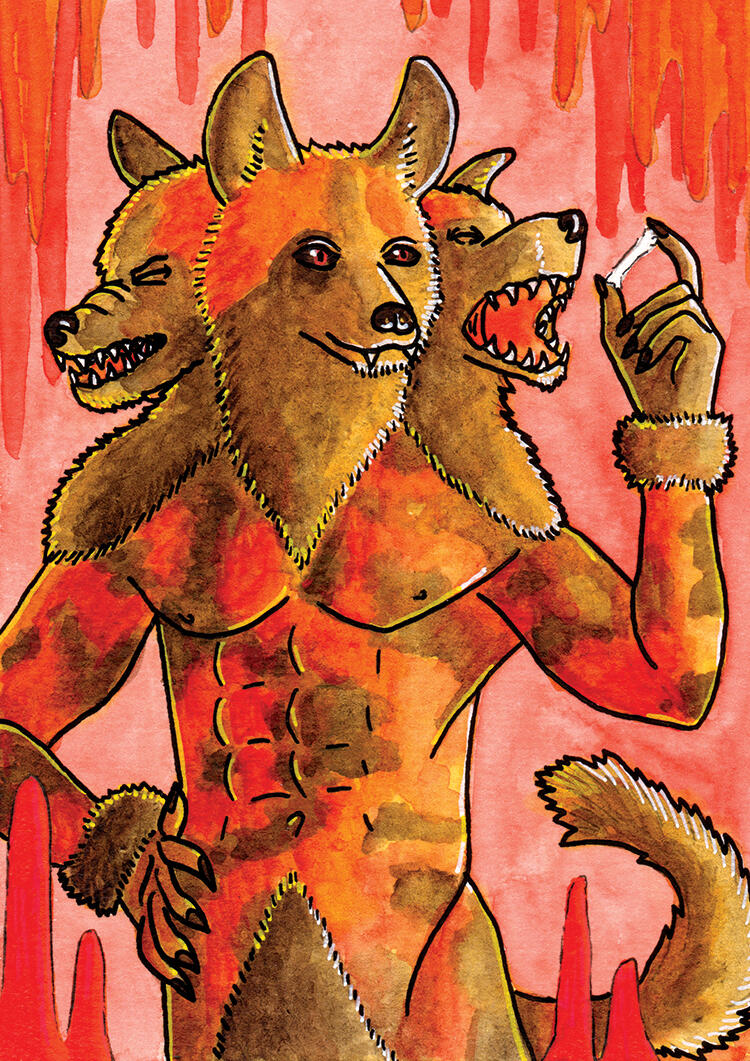 "Hellmouth", Personal Work, 2024, Watercolour & POSCA Marker