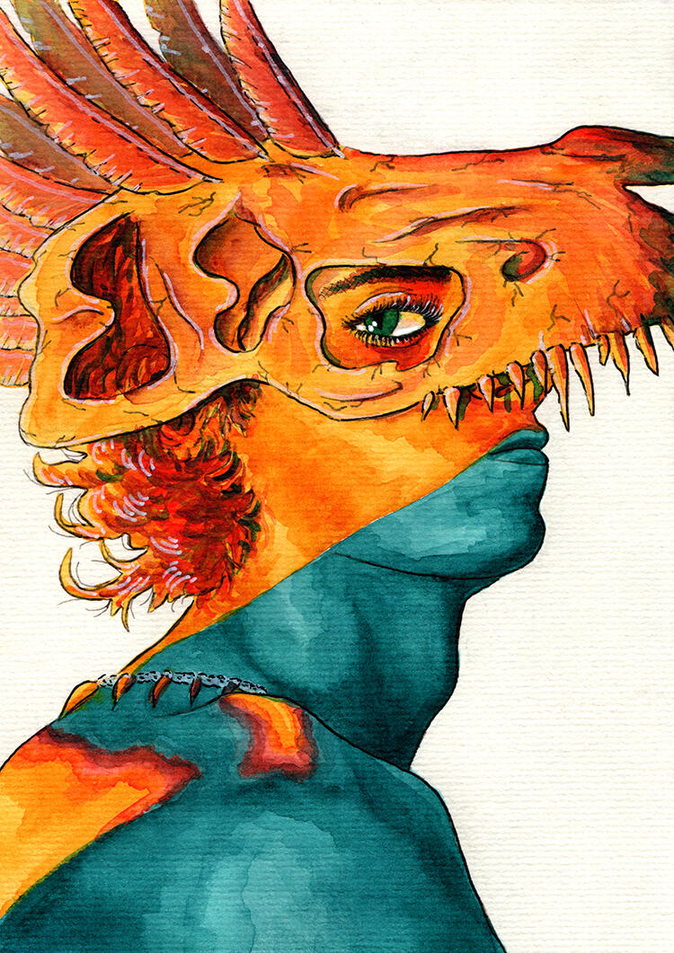 "Shade", Personal Work, 2026, Watercolour, Noodler's Ink & POSCA Marker
