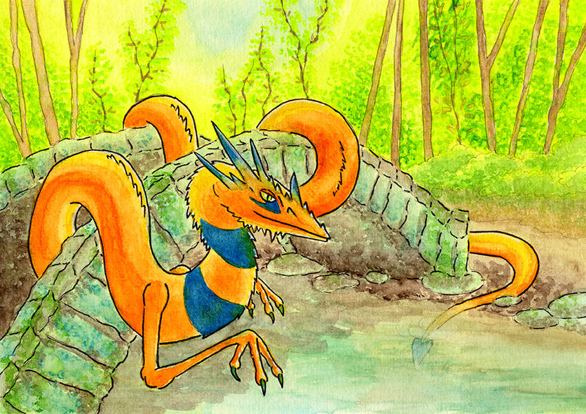 “Coil”, Personal Work, 2025, Watercolour, Noodler's Ink & POSCA Marker