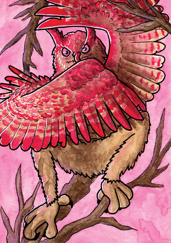 "Carrion", Personal Work, 2024, Watercolour & POSCA Marker