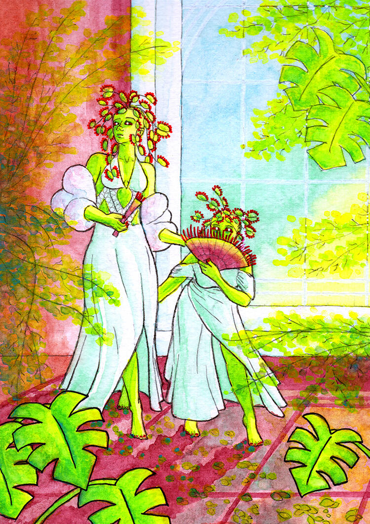 “Sisterhood”, Personal Work, 2025, Watercolour, Noodler's Ink & POSCA Marker